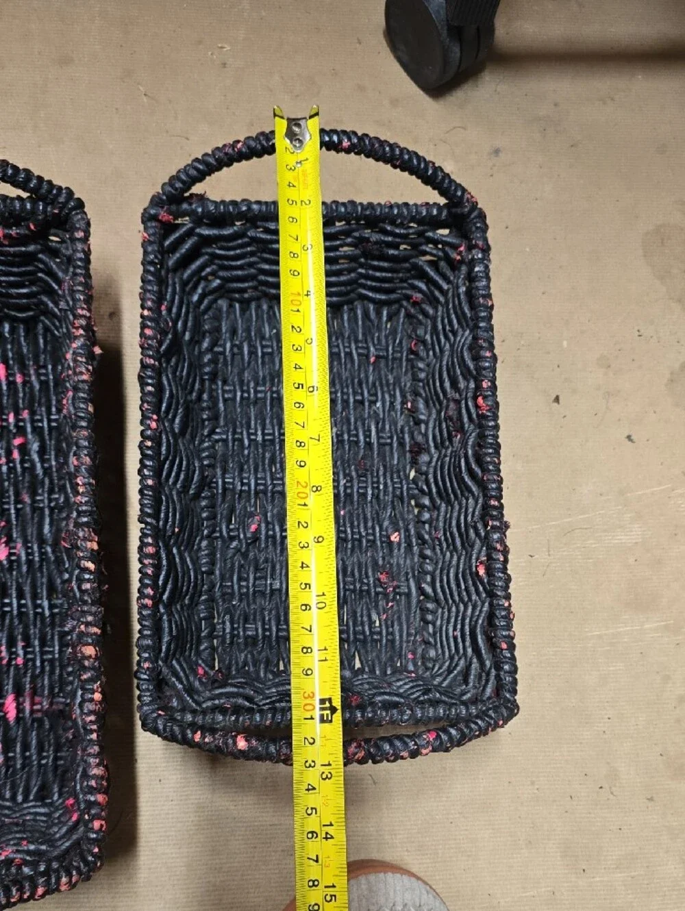 Astor Bohemian Farmhouse Reinforced Baskets with Red Accents - Set of 3